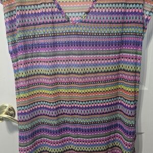 Anne Cole Relaxed Graphic Purple and Pink Swim Coverup